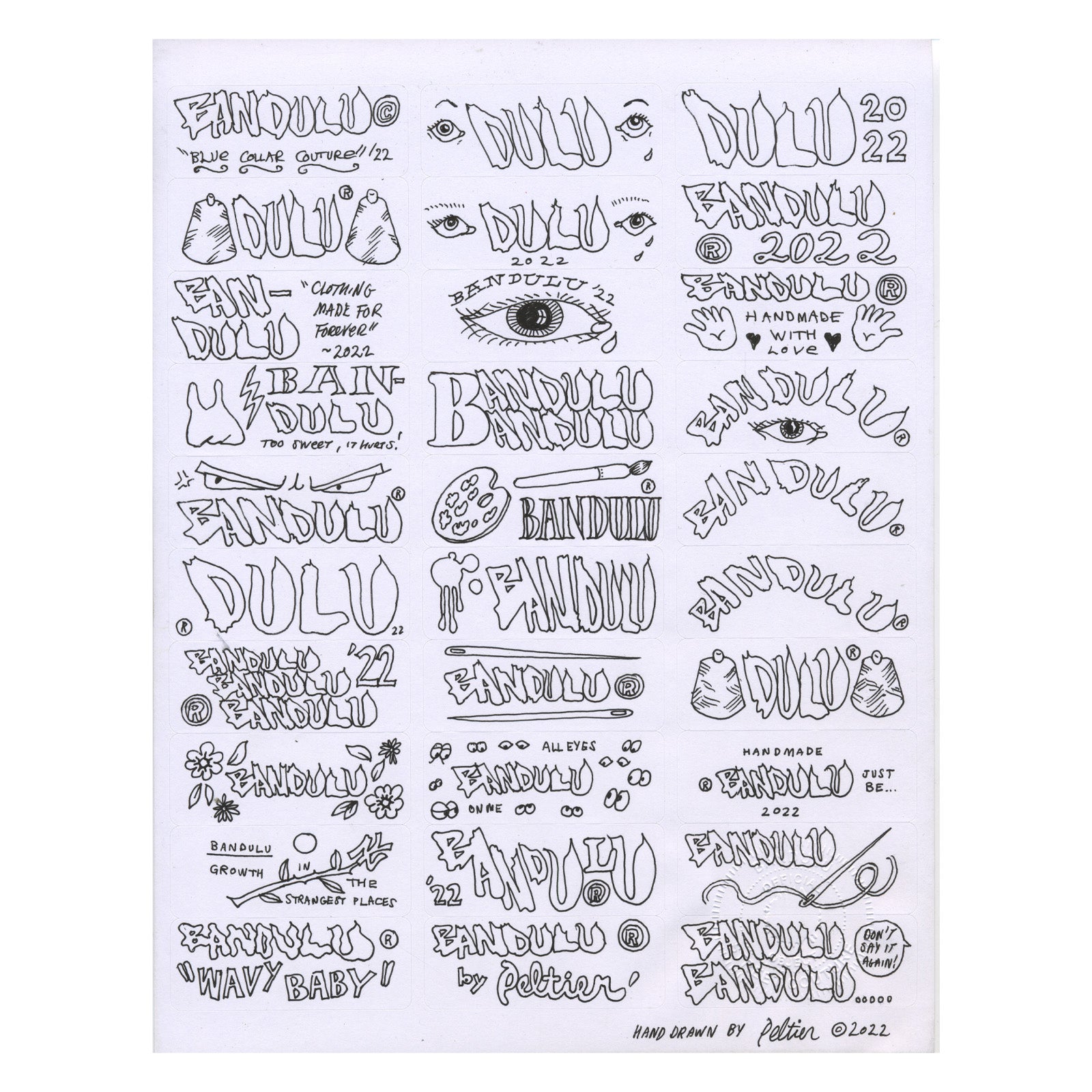 BANDULU " 2022 HANDMADE " STICKER SHEET