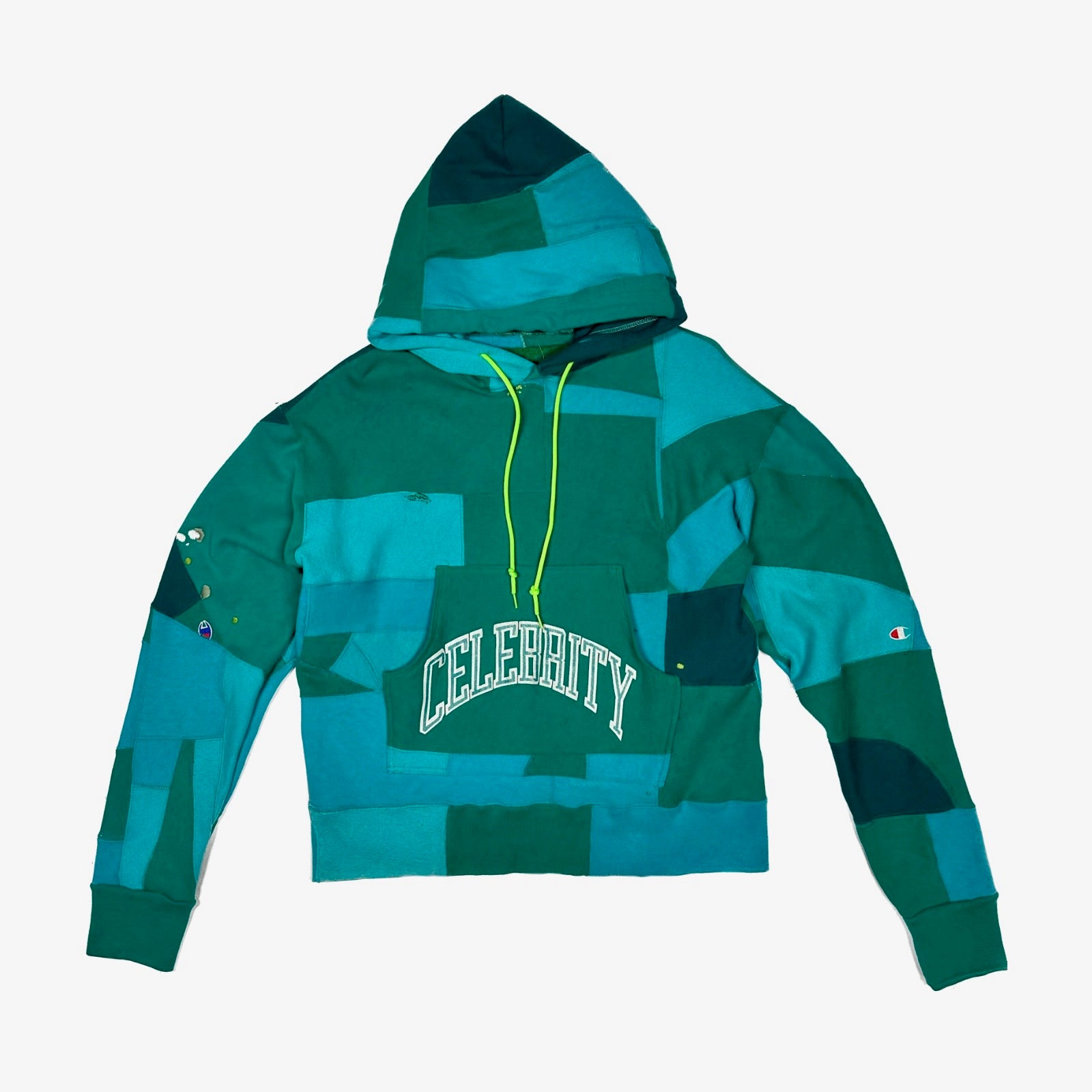 BANDULU " PATCHWORK GREEN " RECONSTRUCTED HOODIE L